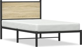 vidaXL Σκελετός Κρεβ. Χωρίς Στρώμα Sonoma Δρυς 100x190 εκ. Μεταλλικό