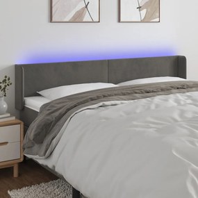 Κεφαλάρι Κρεβατιού LED Σκούρο Γκρι 203x16x78/88 εκ. Βελούδινο 3123023