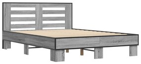vidaXL Πλαίσιο Κρεβατιού Γκρι Sonoma 140x190 εκ. Επεξ. Ξύλο &amp; Μέταλλο