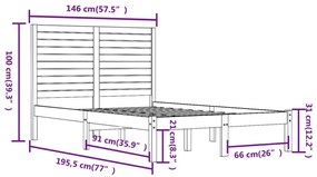 vidaXL Πλαίσιο Κρεβατιού Μαύρο 140 x 190 εκ. από Μασίφ Ξύλο