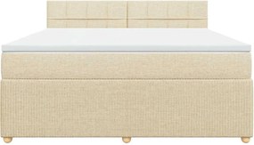 vidaXL Κρεβάτι Boxspring με Στρώμα Κρεμ 180x200 εκ. Υφασμάτινο
