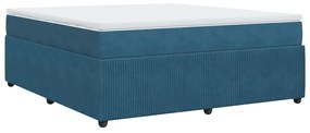 Κρεβάτι Boxspring με Στρώμα Σκούρο Μπλε 180x200 εκ. Βελούδινο - Μπλε