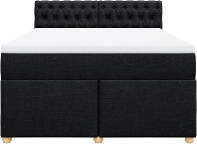 vidaXL Κρεβάτι Boxspring με Στρώμα Μαύρο 140x200 εκ. Υφασμάτινο