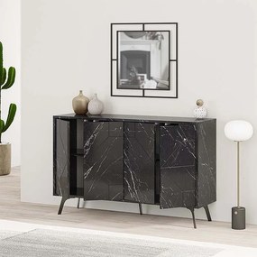 Μπουφές Dune Megapap χρώμα μαύρο εφέ μαρμάρου 123x35x77,4εκ.