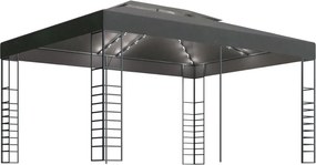 vidaXL Κιόσκι με Φωτάκια LED Ανθρακί 3 x 4 μ.