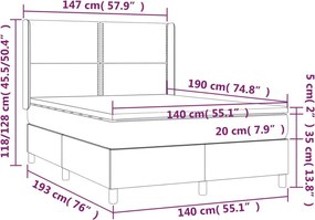 vidaXL Κρεβάτι Boxspring με Στρώμα Κρεμ 140x190 εκ. Υφασμάτινο