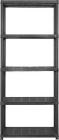 vidaXL Ραφιέρα Αποθήκευσης 5 Επιπέδων Μαύρη 142x38x170 εκ. Πλαστική
