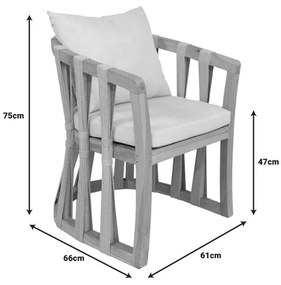 Πολυθρόνα Morani σκελετός teak ξύλο και ύφασμα σε φυσική απόχρωση 61x66x75εκ 61x66x75 εκ.