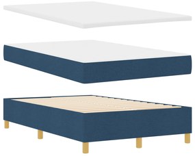 vidaXL Κρεβάτι με Στρώμα και Πάγκο Μπλε 120x200 εκ Υφάσματος