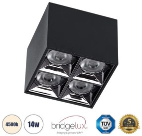 Επίτοιχο Σποτ Downlight LED TrimLess 14W Μαύρο Κάτοπτρο Χρωμίου 4500K LUMINAR SUPERIOR 60332 Globostar-60332-Μαύρο 60332