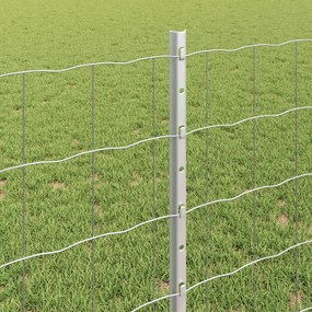 vidaXL Περίφραξη Euro με Στήλη 10 x 0,8 μ Γαλβανισμένος Χάλυβας Ασημί