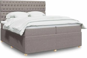 vidaXL Κρεβάτι Boxspring με Στρώμα Taupe 200x200 εκ. Υφασμάτινο