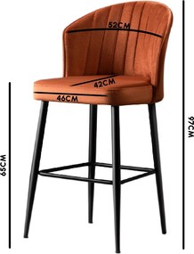 Σκαμπό Μπαρ 2τμχ Κεραμιδί / Μαύρο RUBI 52x42x97