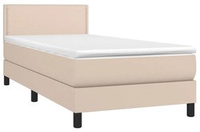 Κρεβάτι Boxspring με Στρώμα Καπουτσίνο 80x200 εκ. Συνθ. Δέρμα - Καφέ