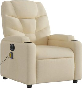 vidaXL Πολυθρόνα Μασάζ Ανακλινόμενη Ηλεκτρική Κρεμ Υφασμάτινη