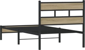 vidaXL Πλαίσιο Κρεβ. Χωρ. Στρώμα Sonoma Δρυς 90x200 εκ. Επεξ. Ξύλο