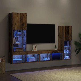 vidaXL Κάθισμα Τηλεόρασης με LED Φώτα Φθαρμένο Ξύλο 40.5x30x102 εκ.