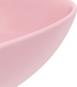 vidaXL Νιπτήρας Μπάνιου Στρογγυλός Ροζ Ματ Κεραμικός