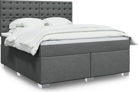 vidaXL Κρεβάτι Boxspring με Στρώμα Σκούρο Γκρι 180x200 εκ Υφασμάτιν