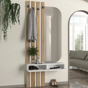 Έπιπλο εισόδου Reyas Megapap χρώμα λευκό - sepet oak 90x27x205,6εκ.