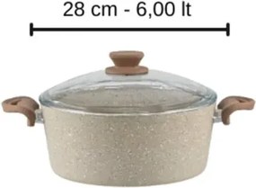 Βαθύ τηγάνι από γρανίτη με καπάκι από γυαλί cappuccino Καφέ