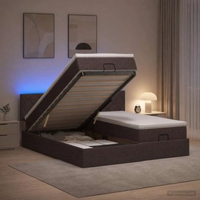 vidaXL Κρεβάτι Ottoman με Στρώμα και LED Σκούρο Καφέ 180 x 200 cm
