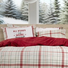 Μαξιλαροθήκες Home Bliss (Σετ 2τμχ) Beige-Red Nima 50Χ70 100% Βαμβακερή Φανέλα