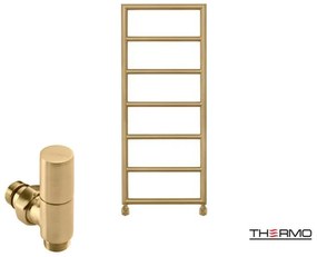 Thermo TEMPO Θερμαινόμενη πετσετοκρεμάστρα από ανοξείδωτο χάλυβα με υδραυλική λειτουργία, 120x50cm Brushed Brass (Gold) PVD