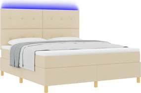 vidaXL LED Κρεβάτι με βάθρο με στρώμα Κρεμ 180 x 200 cm ύφασμα