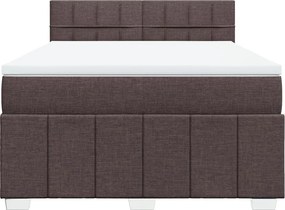vidaXL Κρεβάτι Boxspring με Στρώμα Σκούρο Καφέ 140x200 εκ Υφασμάτινο