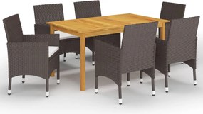 vidaXL Σετ Τραπεζαρίας Κήπου 7 τεμ. Καφέ