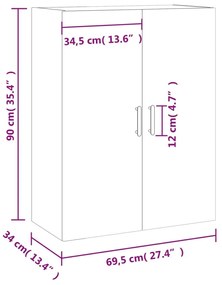 Ντουλάπι Τοίχου Γκρι Sonoma 69,5 x 34 x 90 εκ. - Γκρι