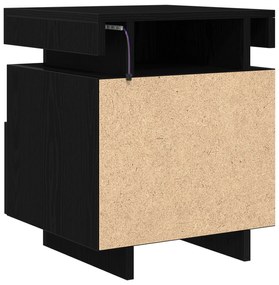 vidaXL Κομοδίνο με LED Φώτα Μαύρη Δρυς 40x39x48,5 εκ