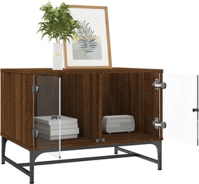 vidaXL Coffee Table Brown Oak Medium Engineered wood, glass, steel