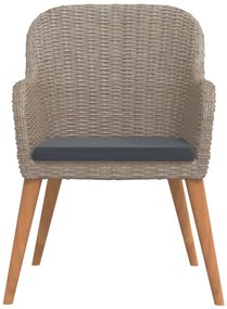 vidaXL Σετ Τραπεζαρίας Κήπου 5 Τεμαχίων Καφέ με Μαξιλάρια