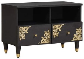 Ντουλάπι TV με συρτάρι Μαύρο 70 x 33 x 46 εκ Στερεό ξύλο μάνγκο