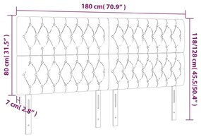 Κεφαλάρι Κρεβατιού LED Ανοιχτό Γκρι 180x7x118/128εκ. Υφασμάτινο 3122774