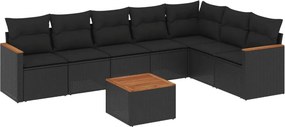 vidaXL Patio Sofa Set 8-θέσια Black