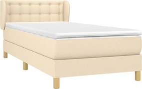 vidaXL Κρεβάτι Boxspring με Στρώμα Κρεμ 90x200 εκ.Υφασμάτινο