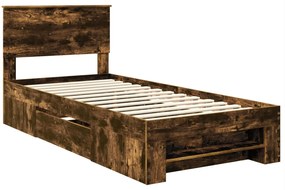 vidaXL Σκελετός Κρεβατιού Καπνιστό Δρύς 90 x 200 cm Επεξεργασμένο ξύλο