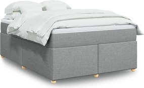 vidaXL Κρεβάτι Boxspring με Στρώμα Ανοιχτό Γκρι 140x190 εκ. Υφασμάτινο