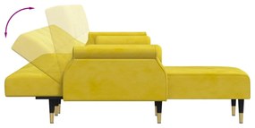 vidaXL Καναπές Κρεβάτι Γωνιακός Κίτρινος 271 x 140 x 70 εκ. Βελούδινος