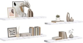 VidaXL Ράφι Τοίχου 4 τμχ. Λευκό Μάρμαρο 120 x 23,5 x 3,8 cm