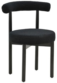 Καρέκλα Fenza pakoworld μαύρο μπουκλέ ύφασμα-πόδι ξύλο οξιάς σε μαύρη απόχρωση 60x54x75εκ