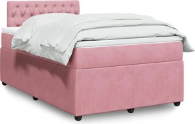vidaXL Κρεβάτι Boxspring με Στρώμα Ροζ 120x190 εκ. Βελούδινο