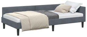 vidaXL Πλαϊνό Κρεβάτι με κεφαλάρι Σκούρο γκρι 90 x 190 cm