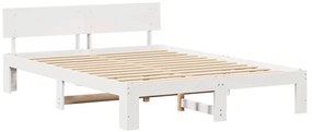 vidaXL Σκελετός Κρεβατιού Λευκό 160 x 200 cm Μασίφ ξύλο πεύκου