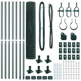 vidaXL Euro Fence με 7 Φλαντζωτές Κολώνες 1.5x10 μ. Γαλβανισμένος Χάλυβας
