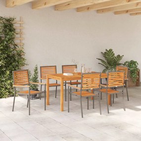 vidaXL Σέτ φαγητού για κήπο 7 pcs Γκρι Πολυ ράταν