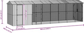 vidaXL Κλουβί Πουλιών Ανθρακί 860 x 208 x 247 εκ